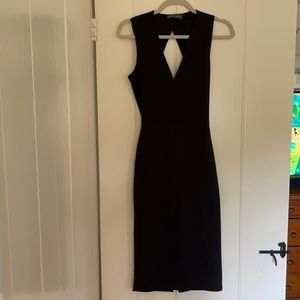 Open back Black Midi Dress, Black Star Size M